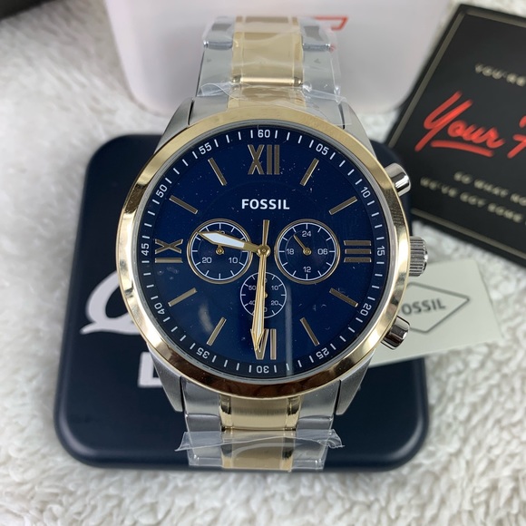 Nwt Fossil Flynn Chronograph Twotone 